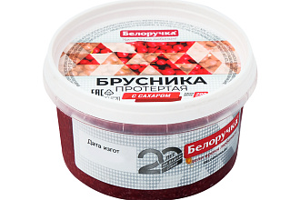 Брусника протертая с сахаром ПЭТ-банка 200гр. Эхо
