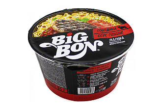Лапша BIG BON говяжья+соус томат-базилик 85гр