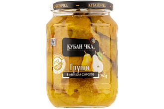 Груши в лёгком сиропе Кубаночка 750гр.